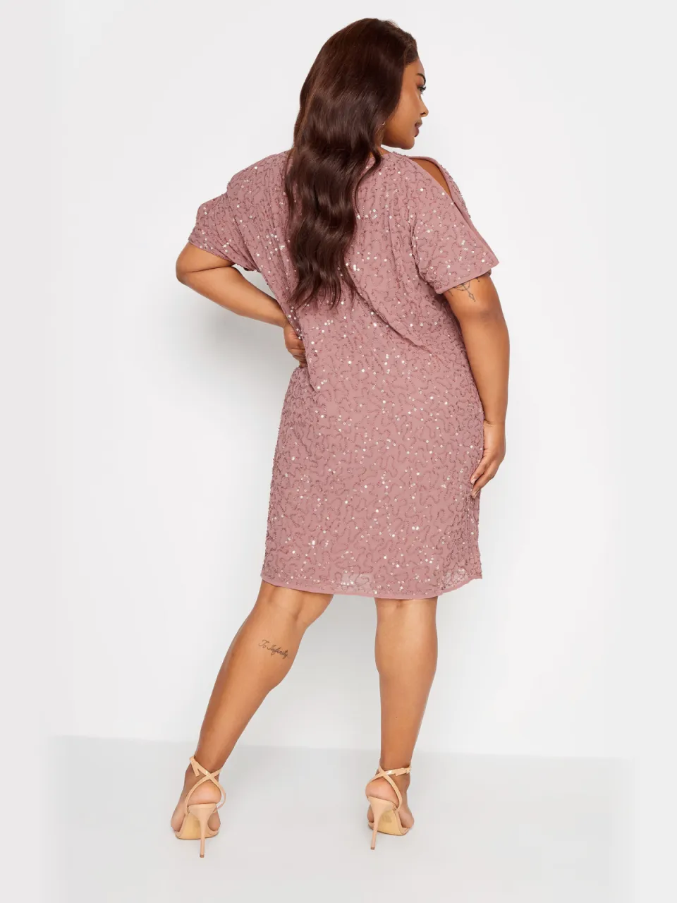 Luxe: Ultimate Embellishment Luxe Shiftjurk Met Versiering & Capemouwen In Lichtrozesize 54-56 roze, foto 3