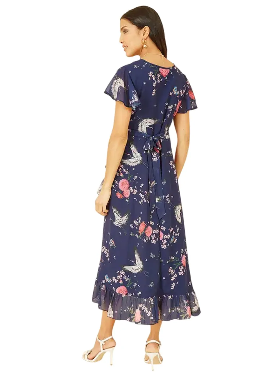 Yumi Crane-wikkeljurk met V-hals voor dames (Marine) Marineblauw