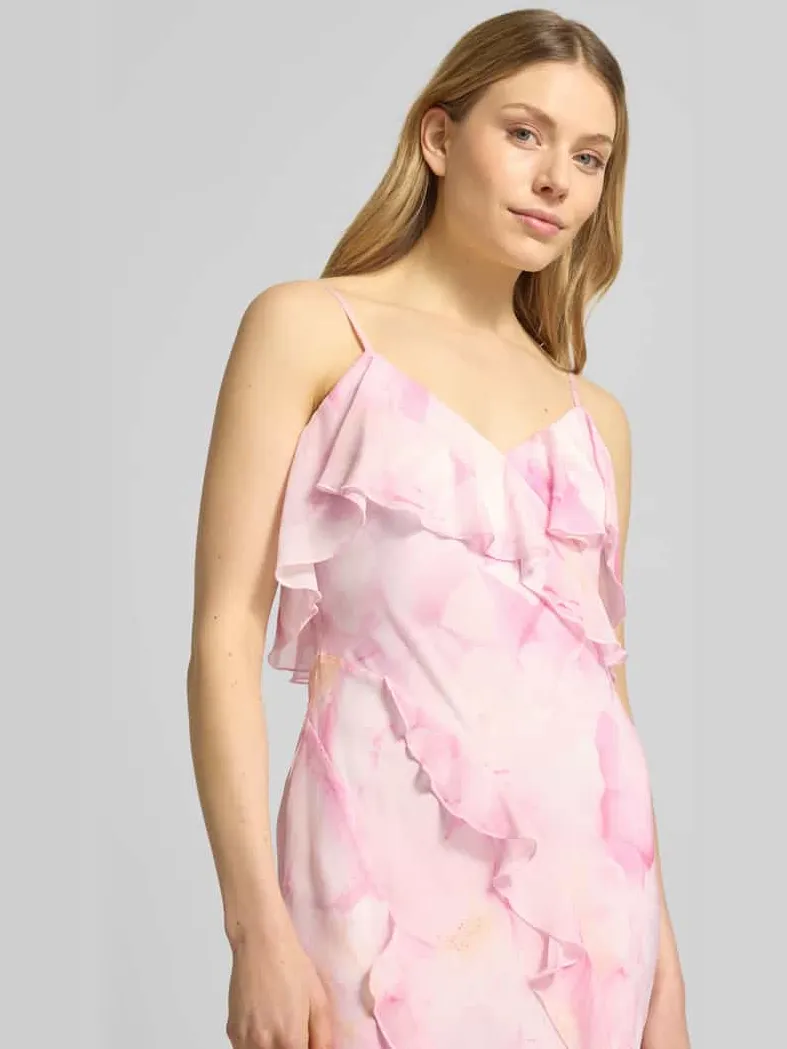 Jake*s Cocktail maxi-jurk met ruches roze gemêleerd, foto 4