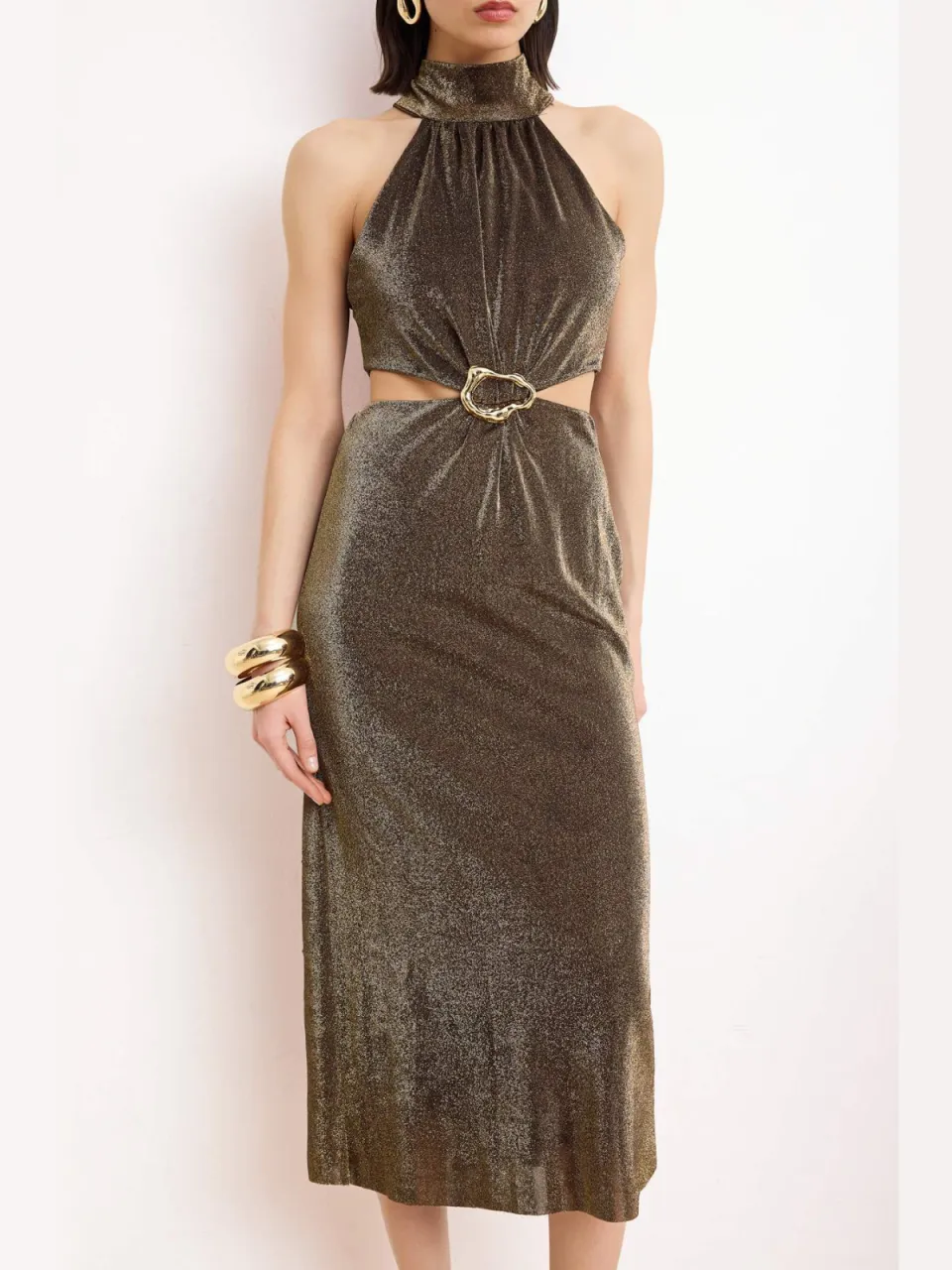 Turkishsouq Platte, mouwloze maxi-jurk voor dames, chique/avondjurk in A-lijn model goud, foto 2