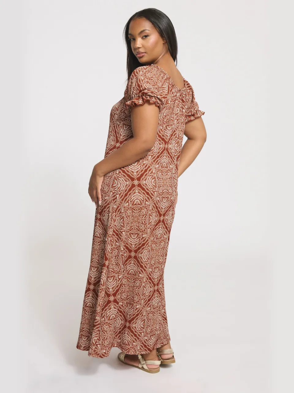Yours Roestbruine Paisley Textuur Melkmeisjesjurk, foto 3