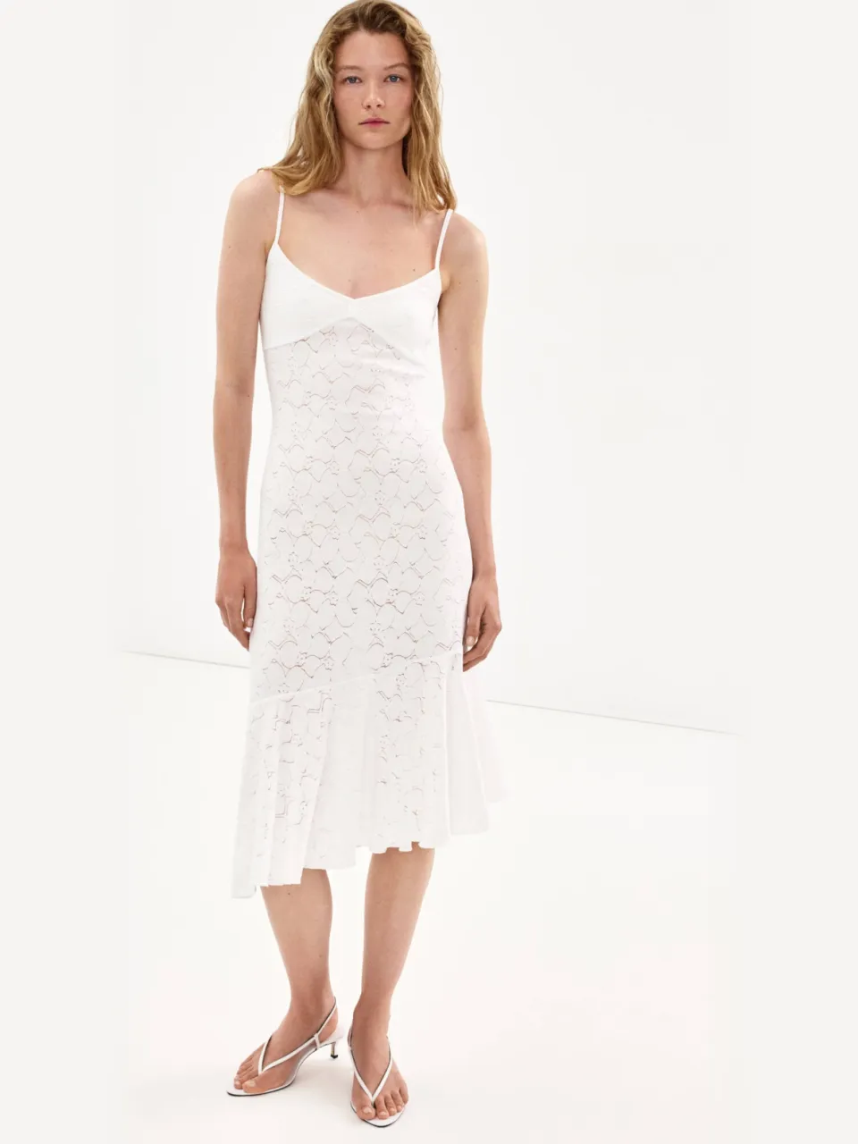 Mango gebloemde midi zomerjurk - wit