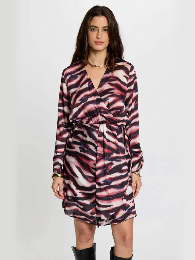 Morgan korte jurk met zebraprint zwart, foto 4