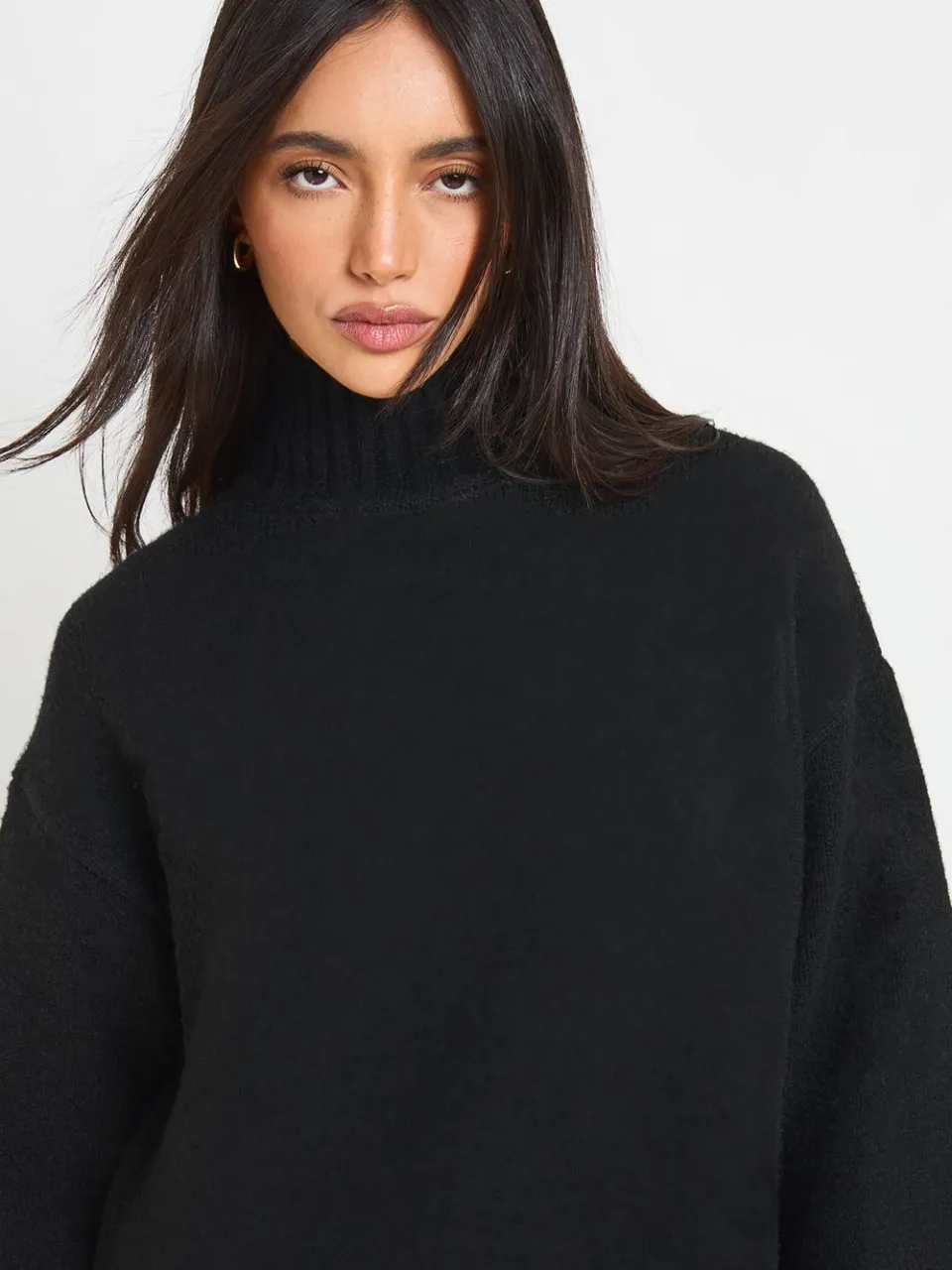 boohoo Dames Gebreide Mini-jurk Met Hoge Kraag zwart, foto 3