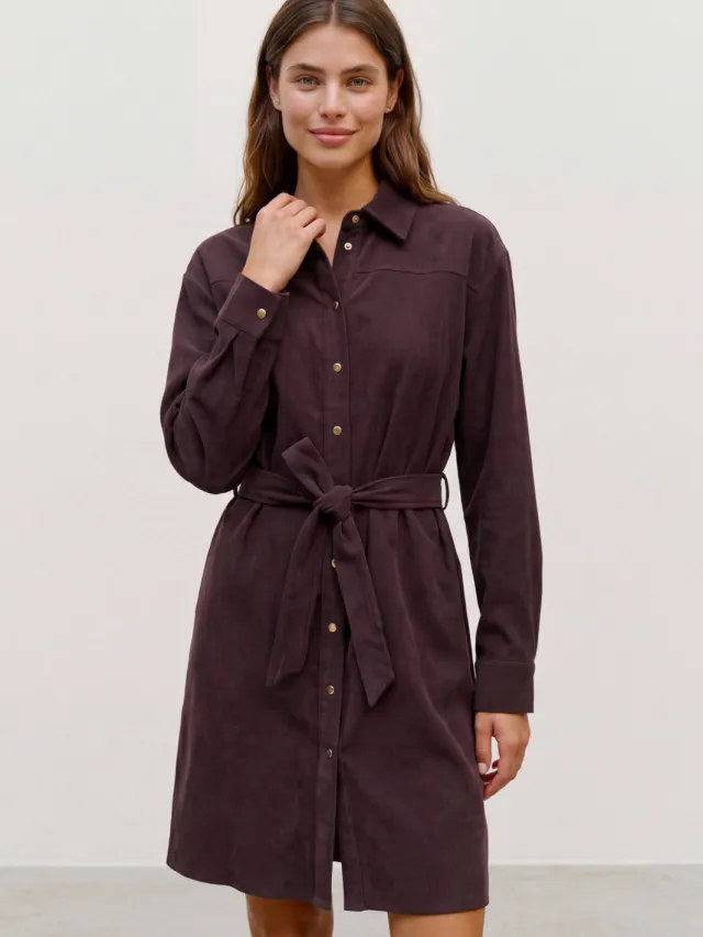 Vero Moda korte jurk met ceintuur - bruin
