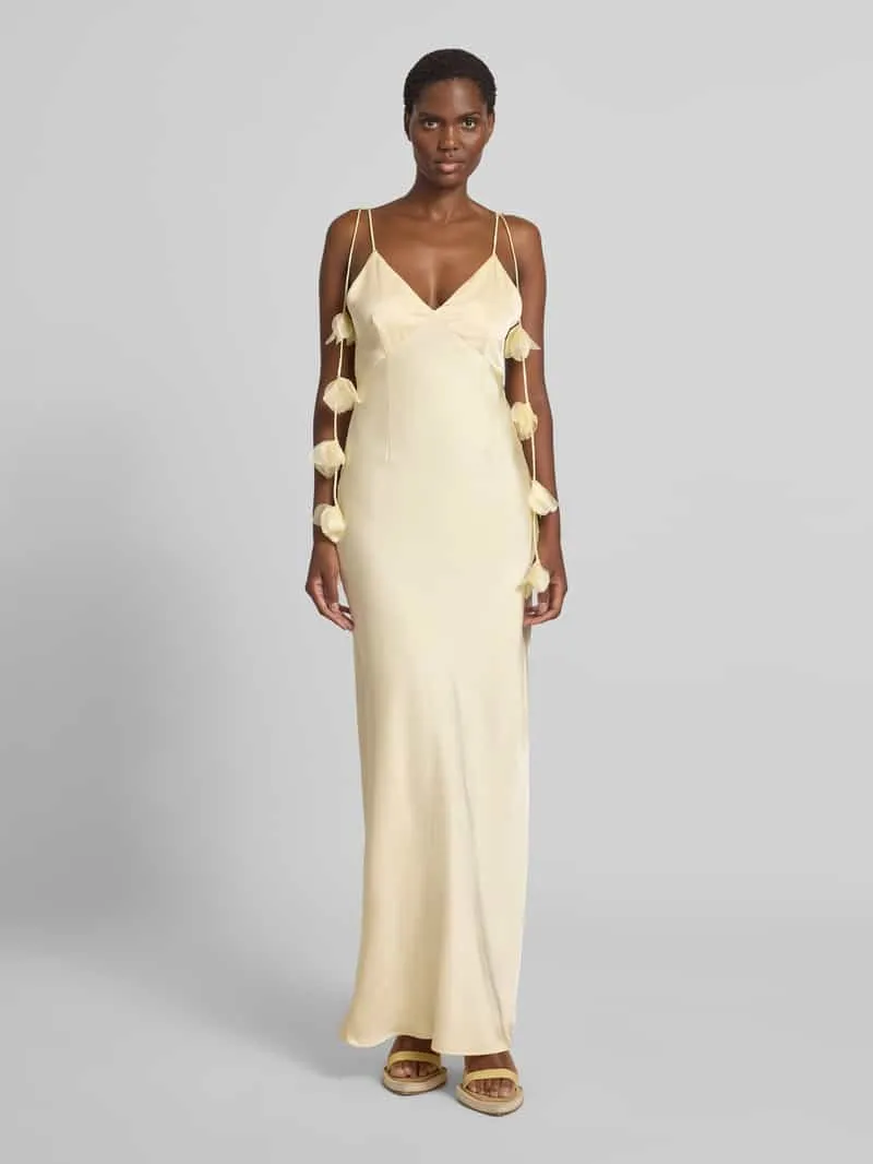 NEO NOIR Maxi-jurk van satijn model 'Colly' Lichtgeel