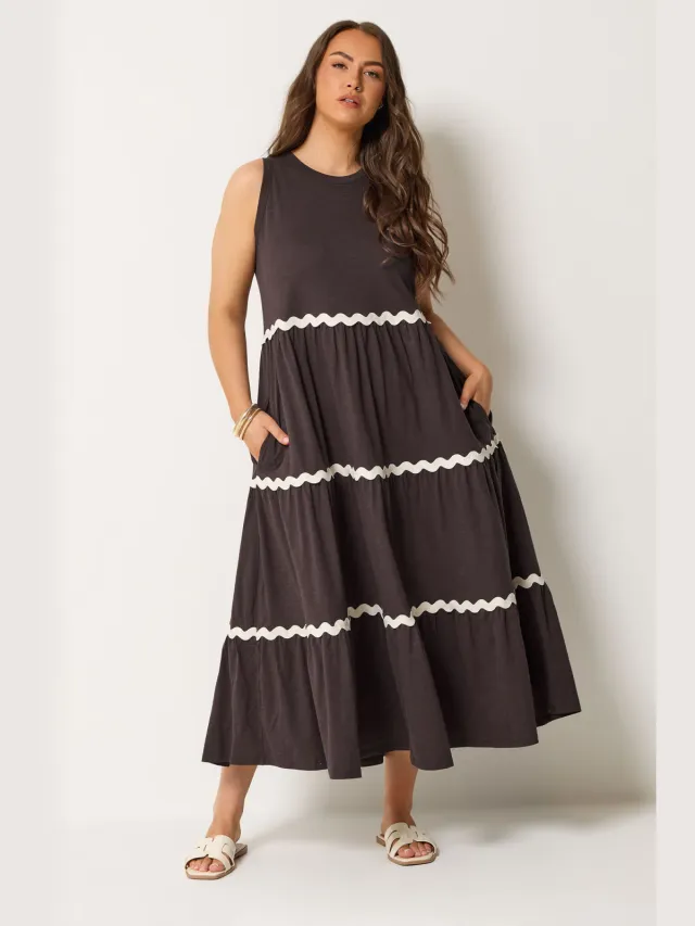 Yours Chocoladebruine Maxijurk Met Spiraaldetail Brown