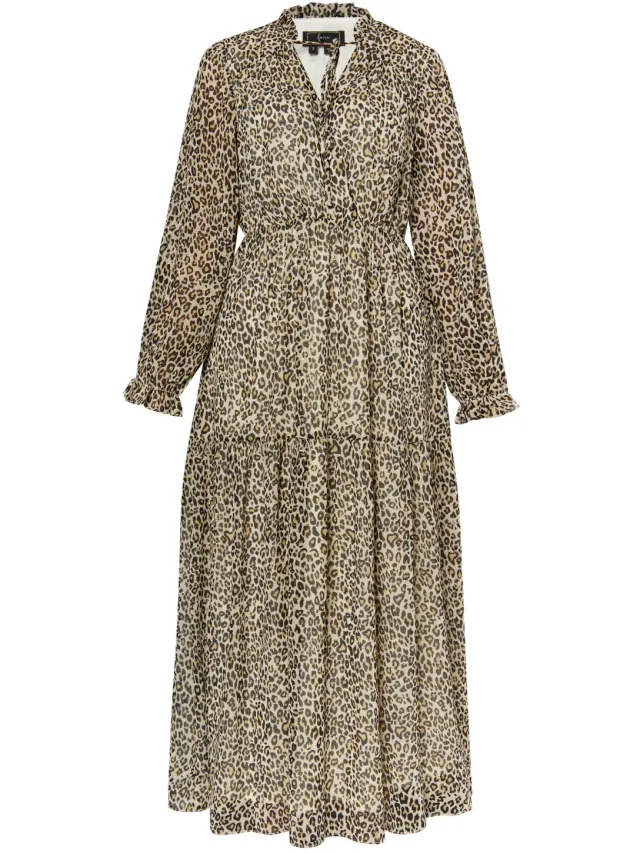 Faina Maxi-jurk met luipaardprint Dames Lichtbeige veelkleurig beige, foto 2