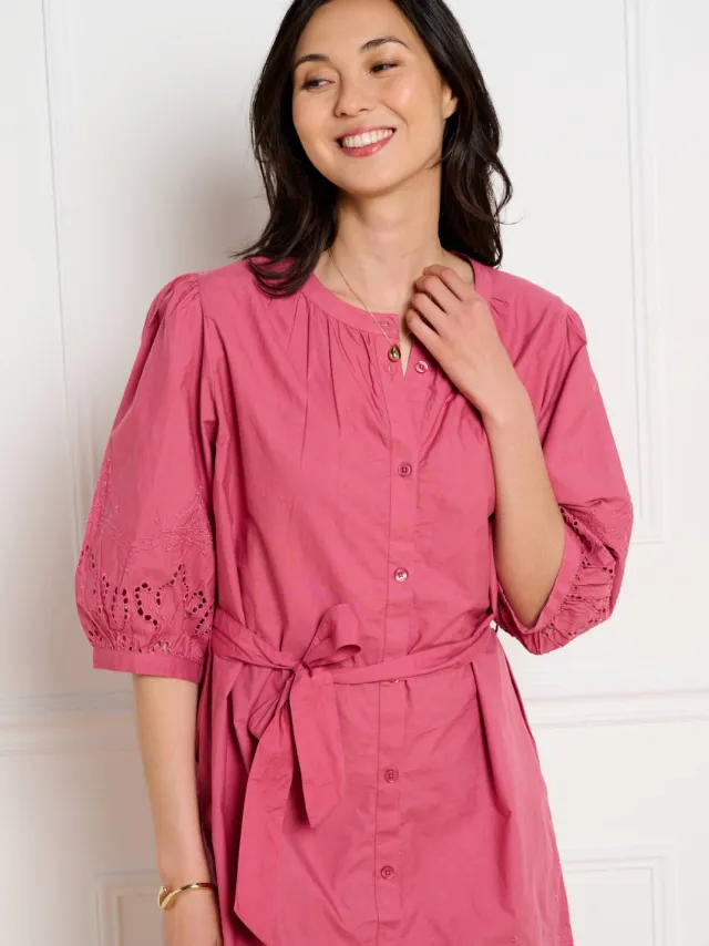 LOLALIZA broderie blousejurk - roze