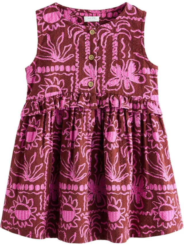 Next Meisjes - Mouwloze peplum-jurk - Bruin Chocolate/Purple