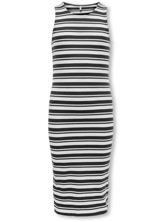 Only KIDS - KOGBELFAST LIFE STRIPE SL MIDI DRESS JRS Meisjes Jurk zwart
