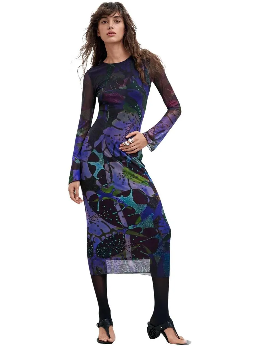 Desigual midi jurk met print meerkleurig Multi