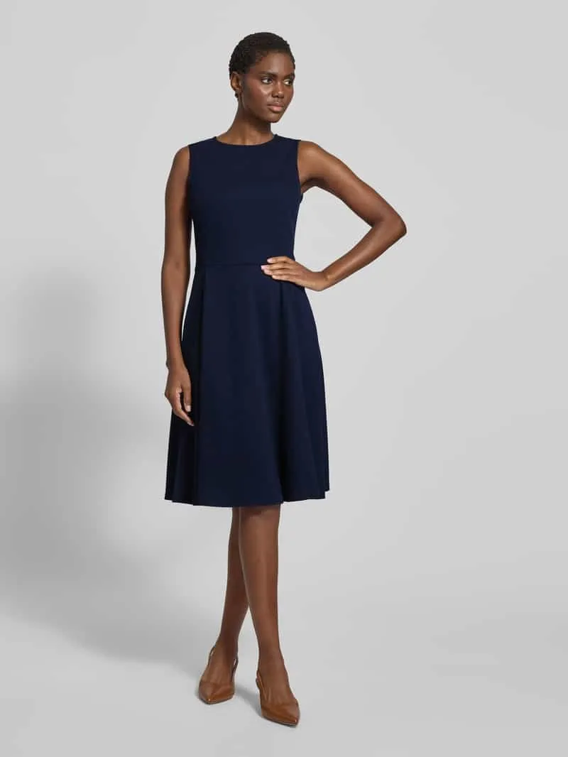 Lauren Ralph Lauren Knie-lange jurk van viscosemix met riem Model 'CHARLEY' marineblauw, foto 4