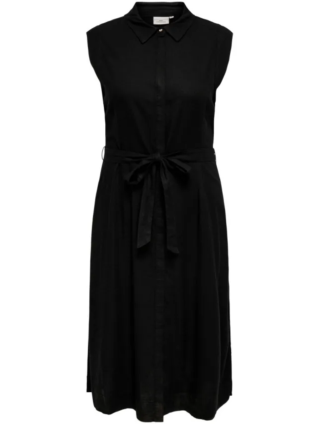 Only Carmakoma CARGOA SL LINEN BL SHIRT DRESS CC - Meisjes - Maxi jurken Black