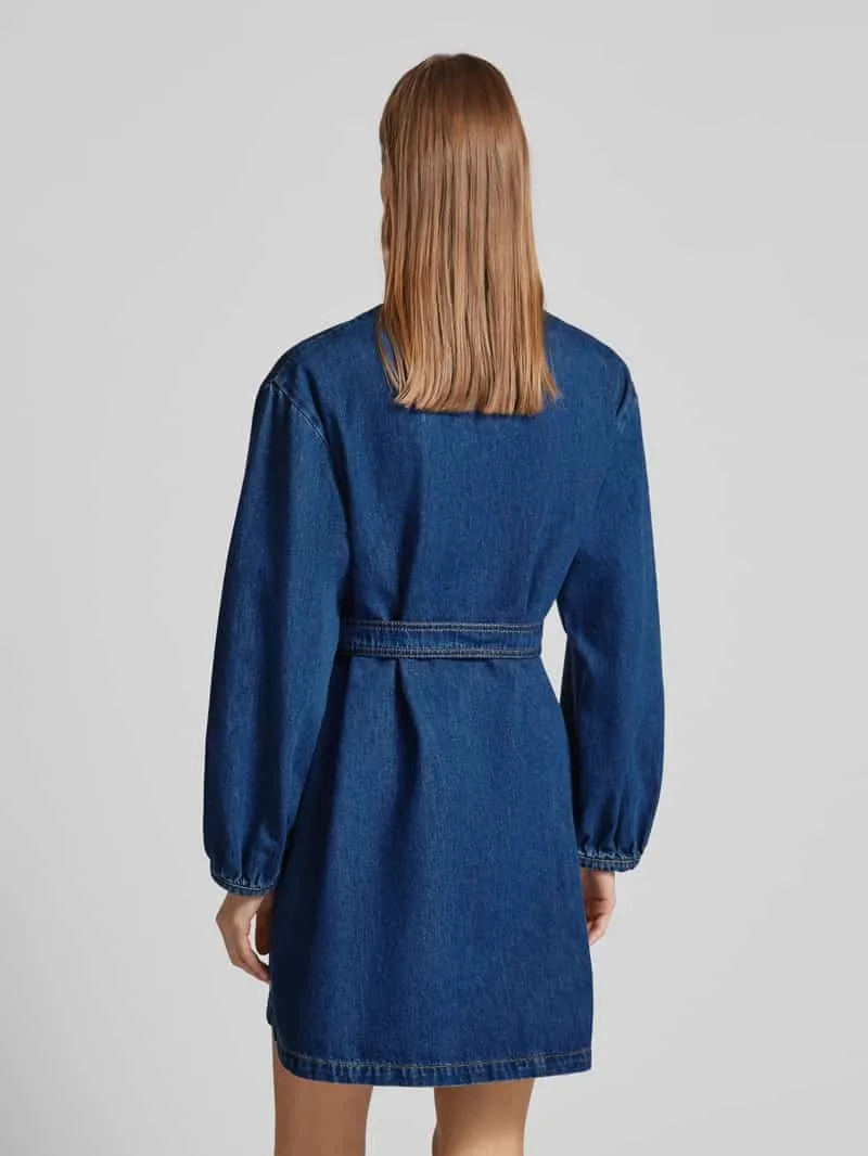Max Mara Jeansjurk met tailleriem, model 'EURO' blauw, foto 3