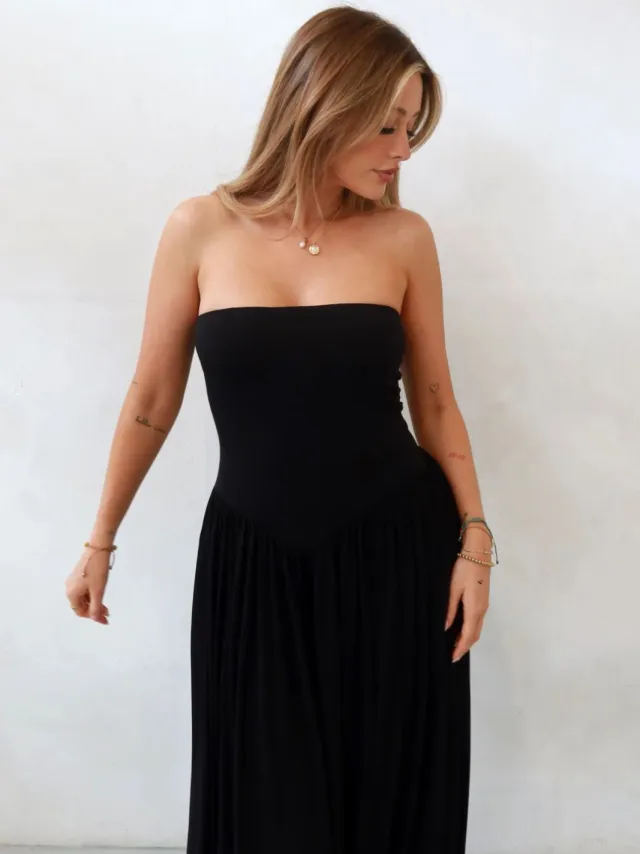 Hiccup Sofie Strapless Aansluitende Maxi-jurk zwart, foto 2