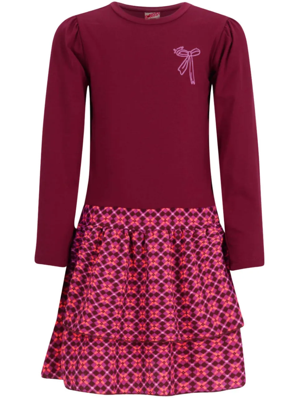 B.Nosy midi jurk met print donkerrood donkerrood/roze, foto 2