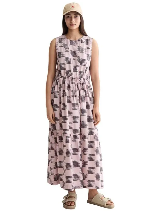 Scotch & Soda Gathered Lange Jurk Zonder Mouwen Roze 36 Vrouw Feather Block