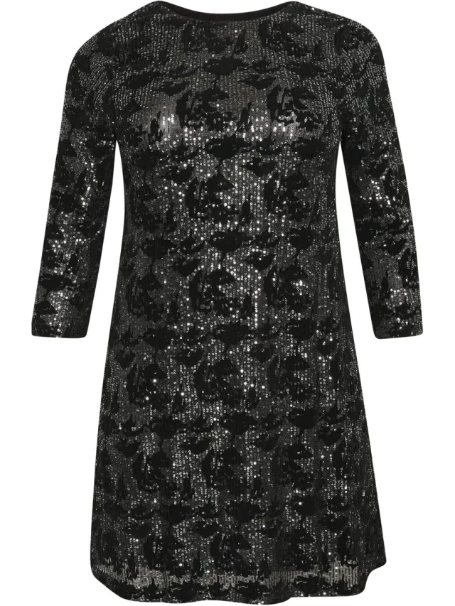 Kaffe Curve Glitter jurk voor dames KAFFE Curve Brit Zwart