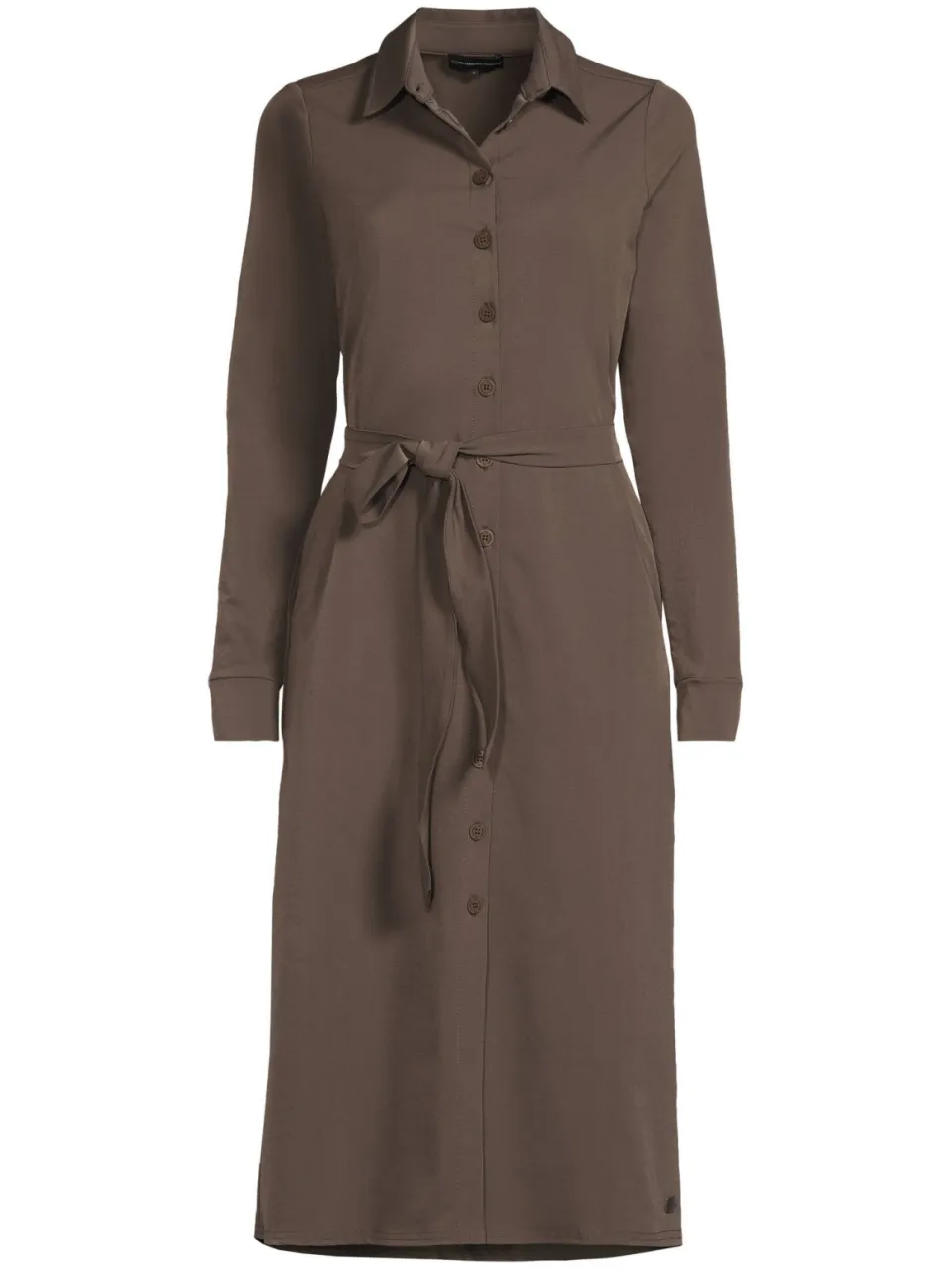 TQ-Amsterdam travelstof midi blousejurk met ceintuur - taupe, foto 2