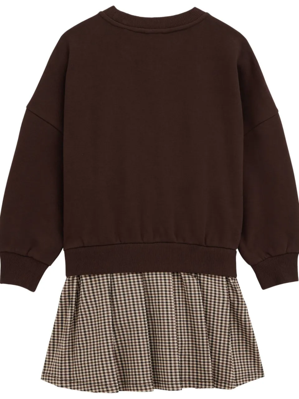 WE Fashion pied-de-poule midi sweatjurk donkerbruin beige, foto 3