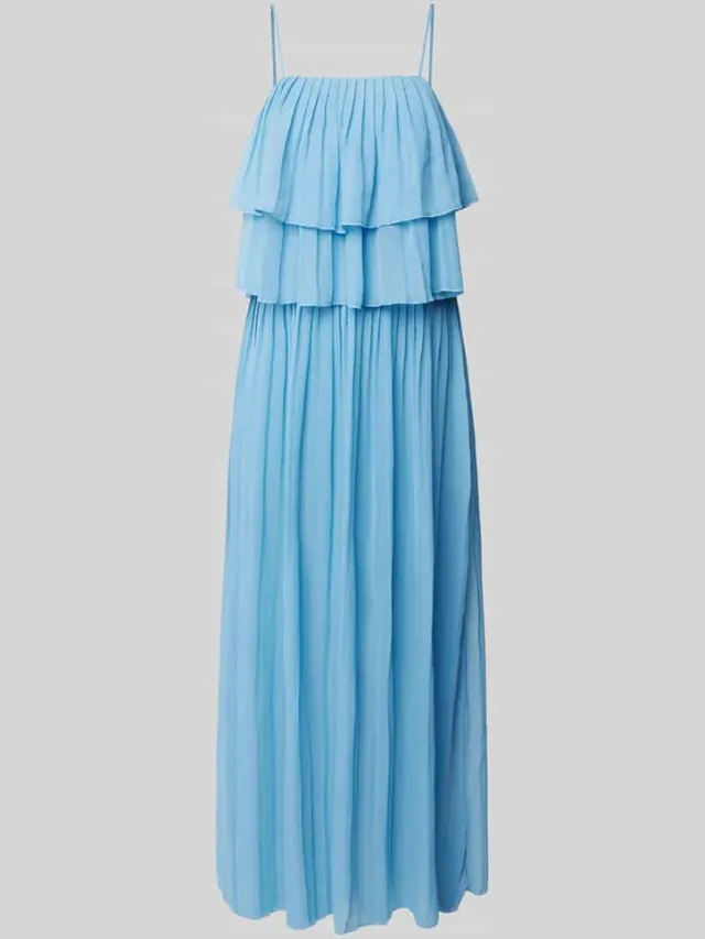 Vila Maxi-jurk met volants, model 'CHIFFON' lichtblauw, foto 2
