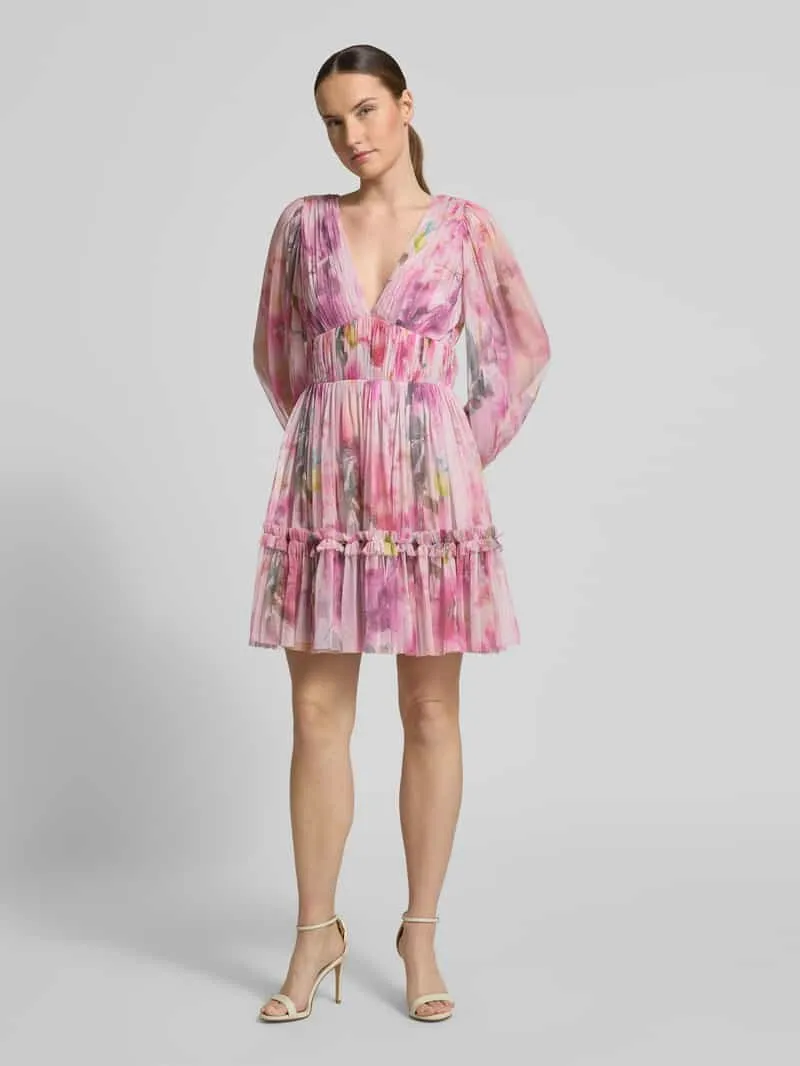 Lace & Beads Cocktailjurk van tule met V-halslijn rosé, foto 3