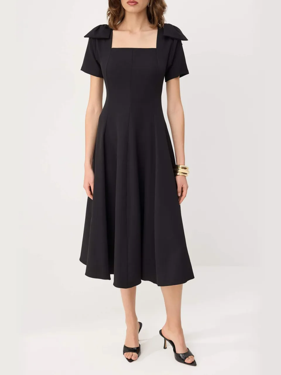 Trendyol TRENDYOLMİLLA Dames Zwart Effen Midi Kort Skater Jurken, foto 2