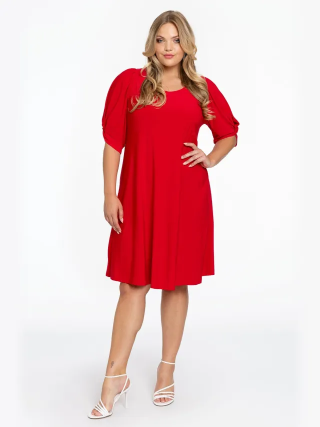 Yoek Jurk met pofmouwen | Rood