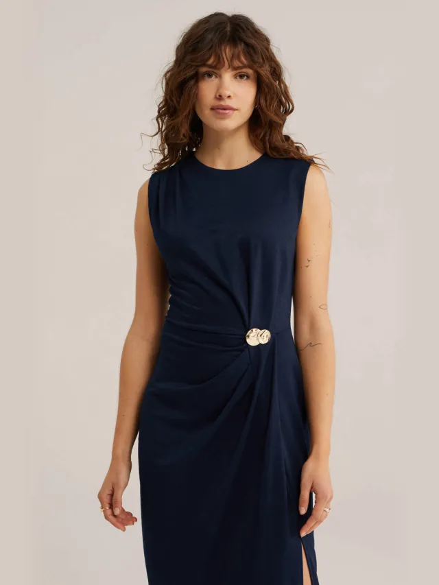WE Fashion jurk met knoopdetail - donkerblauw, foto 2