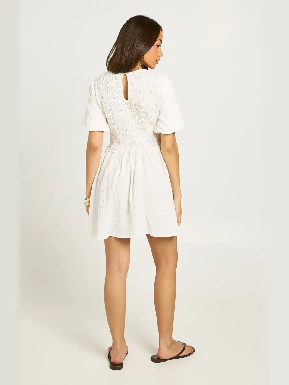 boohoo Dames Gestructureerde Mini-jurk Met Volumineuze Mouwen ivoor, foto 2