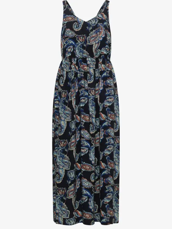 cecil Maxijurk met V-hals en print blauw, foto 2