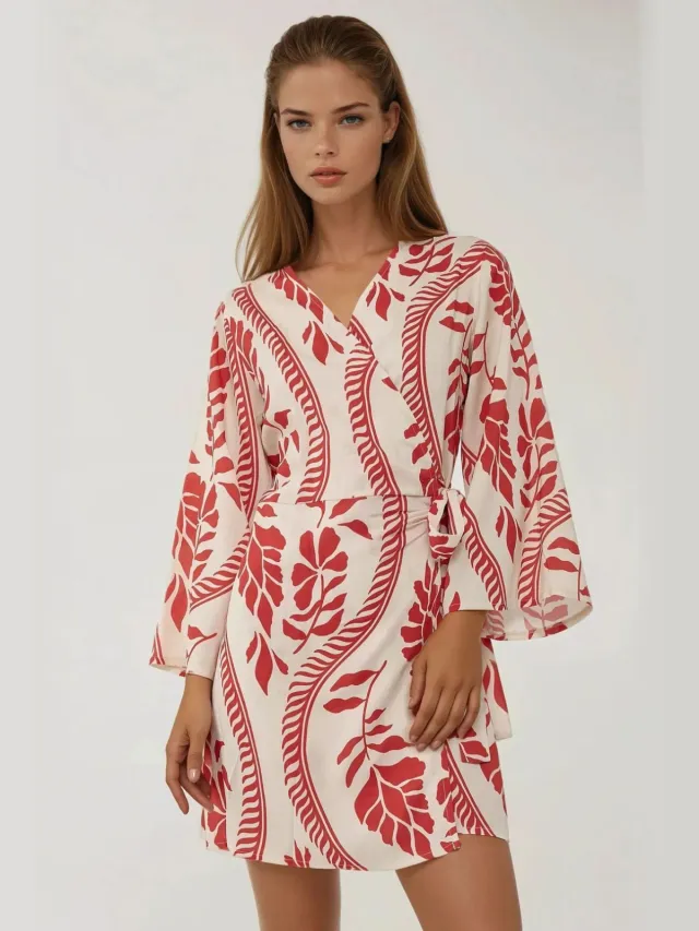 Hiccup Bloemen V-hals Mini Jurk Veelkleurig