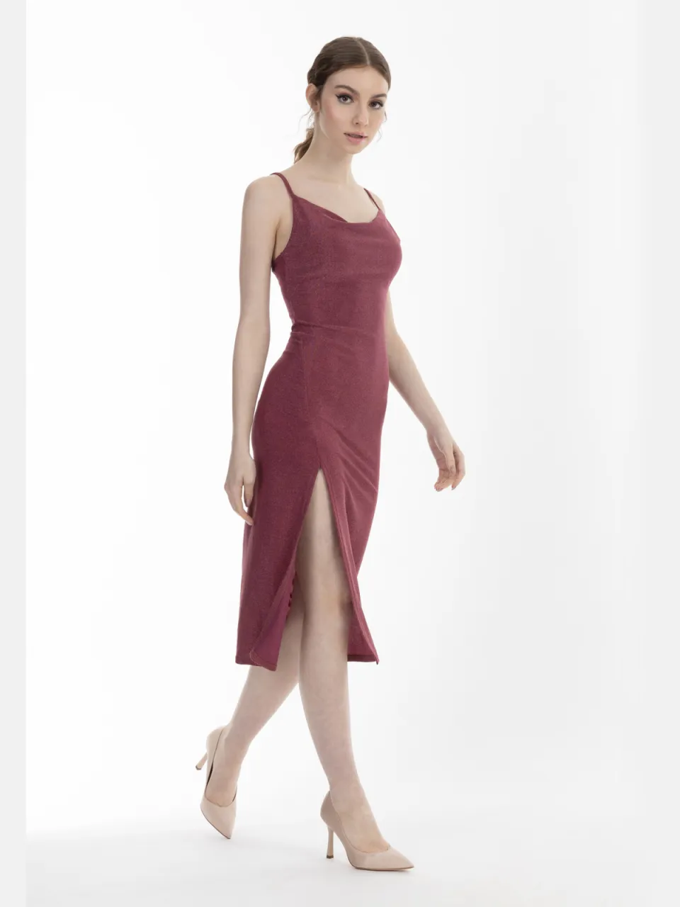 Mymo Midi-jurk met bandjes Dames roze