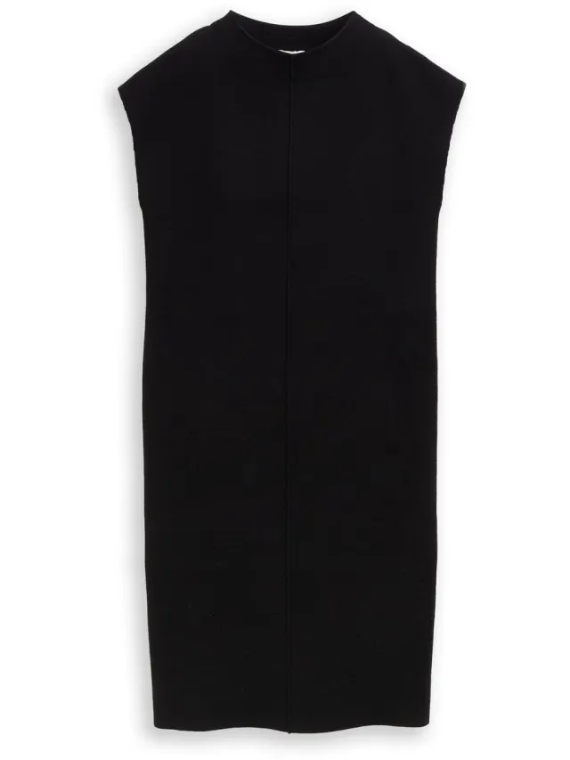Tom Tailor Gebreide jurk met opstaande kraag - deep black