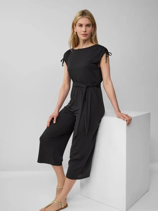 S.Oliver female - Modal mix jumpsuit met boothals zwart