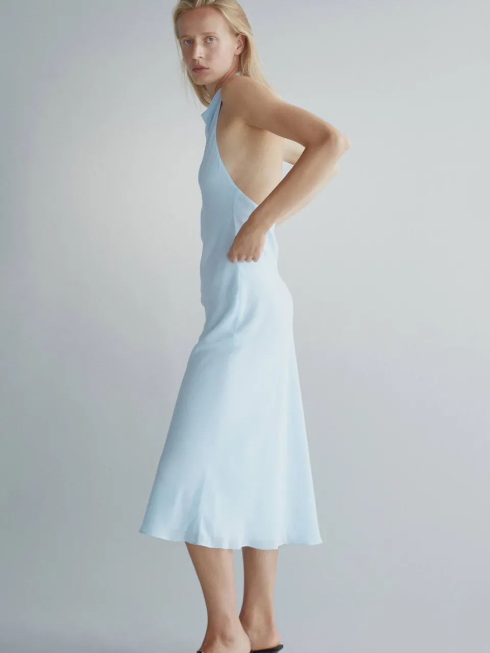 Mango halter midi jurk - lichtblauw, foto 3