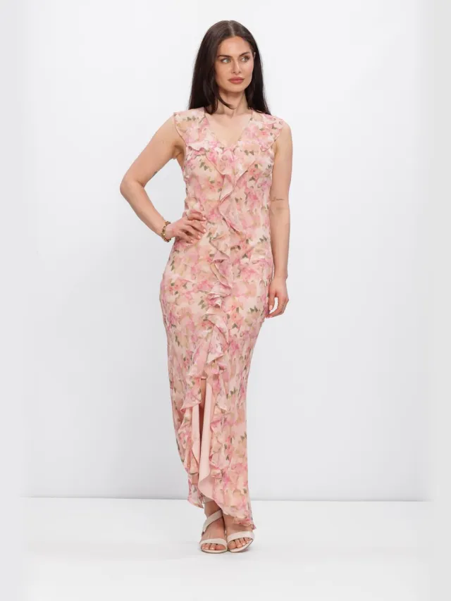 NEO NOIR Dames Jurken Zella Chiffon Print Dress - Roze