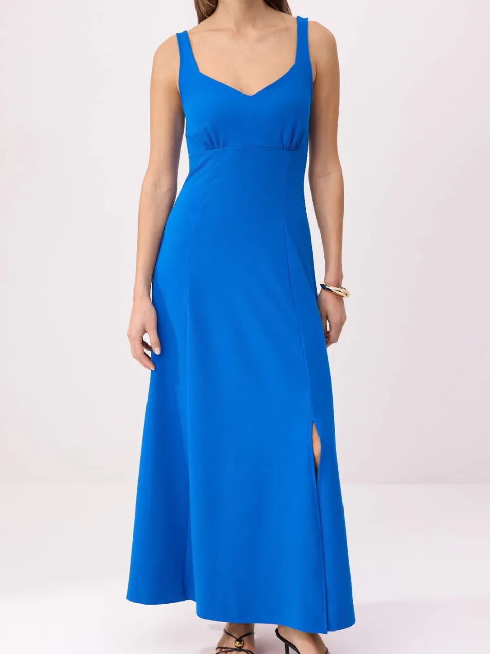 Trendyol TRENDYOLMİLLA Dames Blauw Effen Maxi Mouwloos Skater Jurken Kobaltblauw
