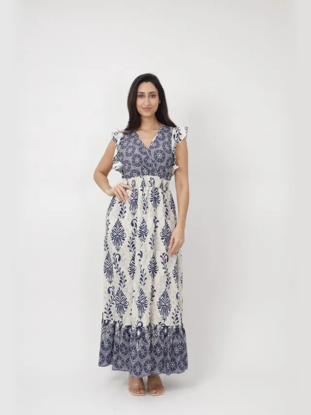 Elara Maxikleid Mottled blue