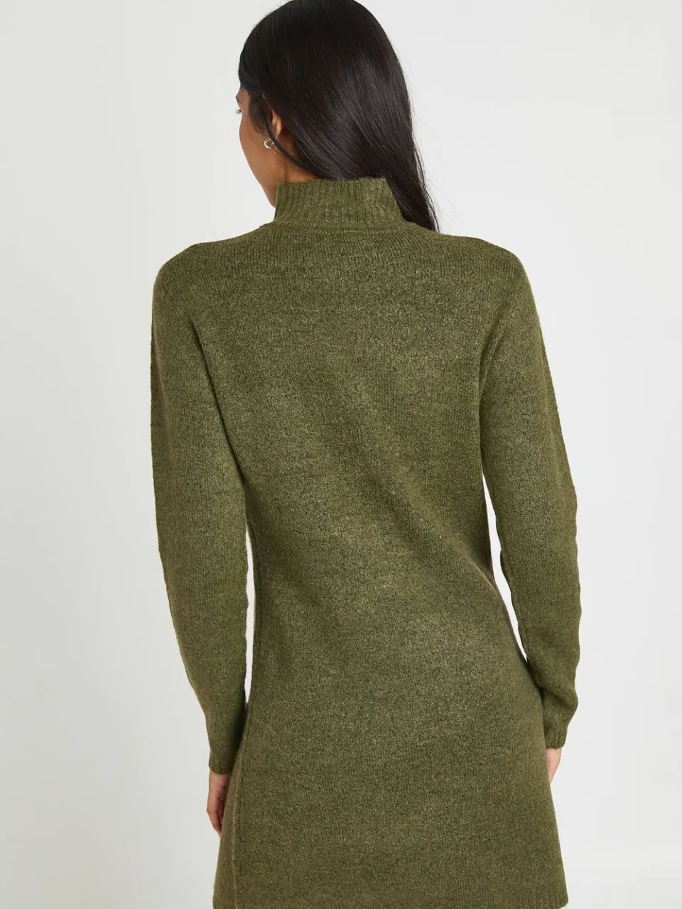 boohoo Dames Tall Hoge Col Super Zachte Gebreide Mini Jurk kaki, foto 2
