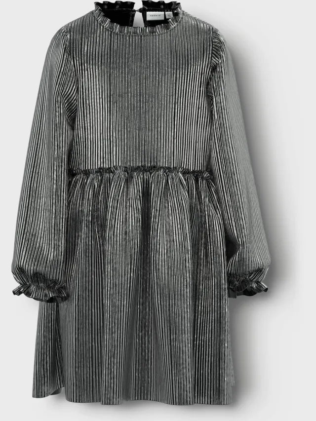 NAME IT NKFRITALLICA LS DRESS PB Meisjes Jurk Silver Colour