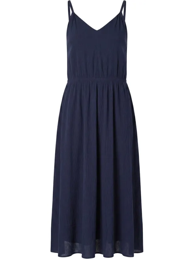 Ulla Popken Dames - Maxi jurken - Marine - Maat 42+