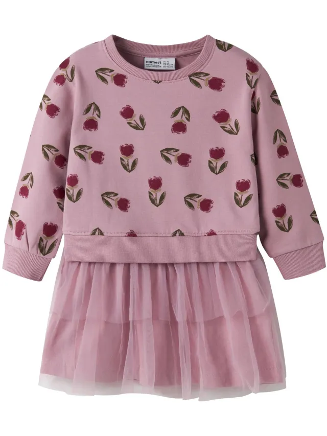 NAME IT NMFOKLA SWEAT DRESS BRUMesijes Jurk Lilas