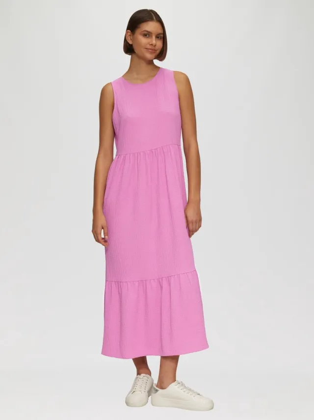 S.Oliver female - Jurk met volants en crêpestructuur roze