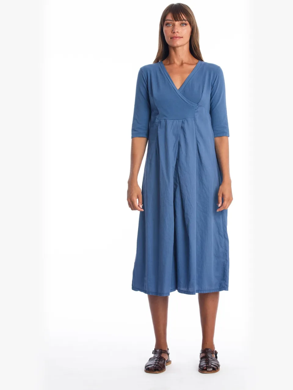 RAVENS VIEW IBIZA dames vegan Midi Jurk City Ls Indigo Blauw, foto 2