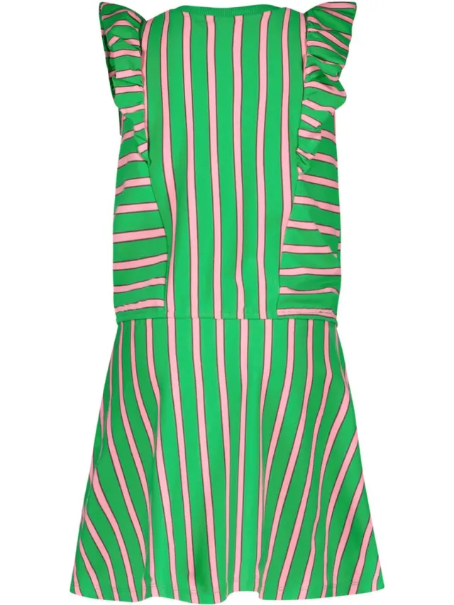 Like Flo F402-5860 Meisjes Jurk - Green stripe