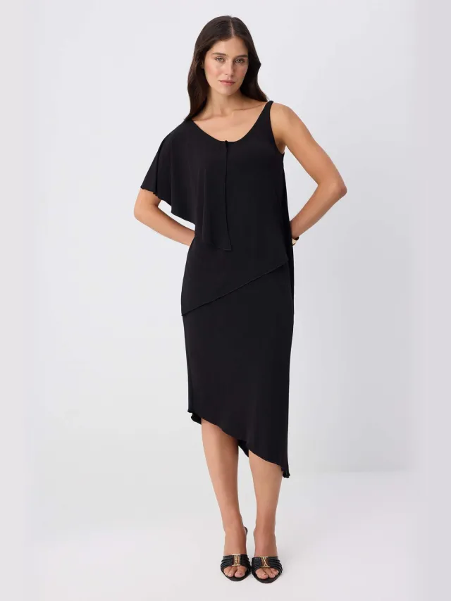 Trendyol TRENDYOLMİLLA Dames Zwart Effen Midi Kort Bodycon Jurken