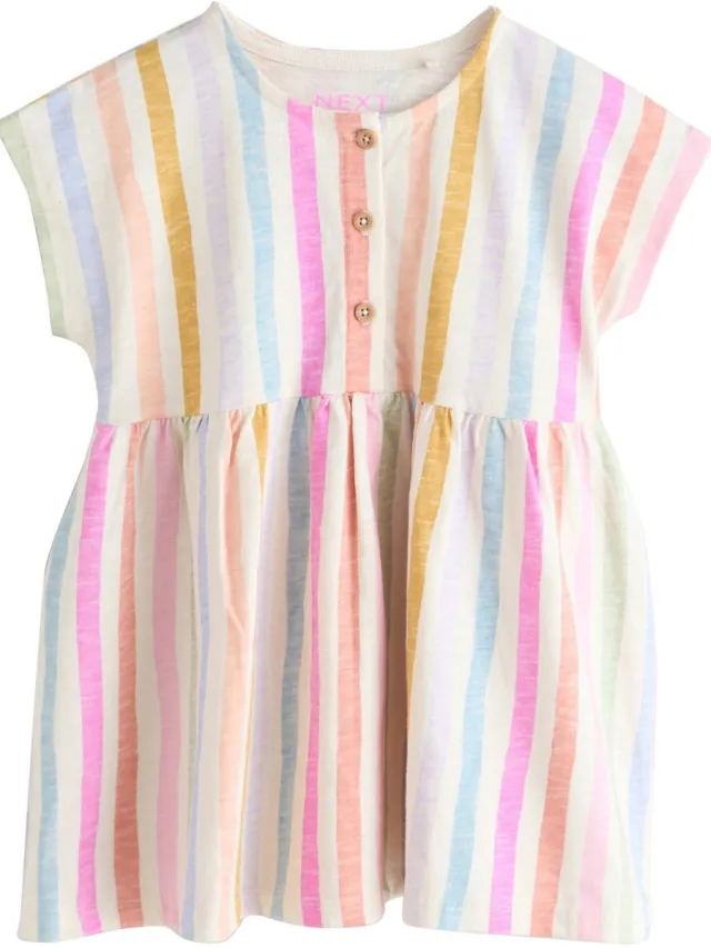 Next Meisjes - Jerseyjurk - Wit Rainbow Stripe