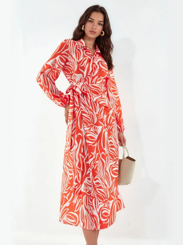 MSN Collection Abstracte Print Midi Wikkeljurk Veelkleurig